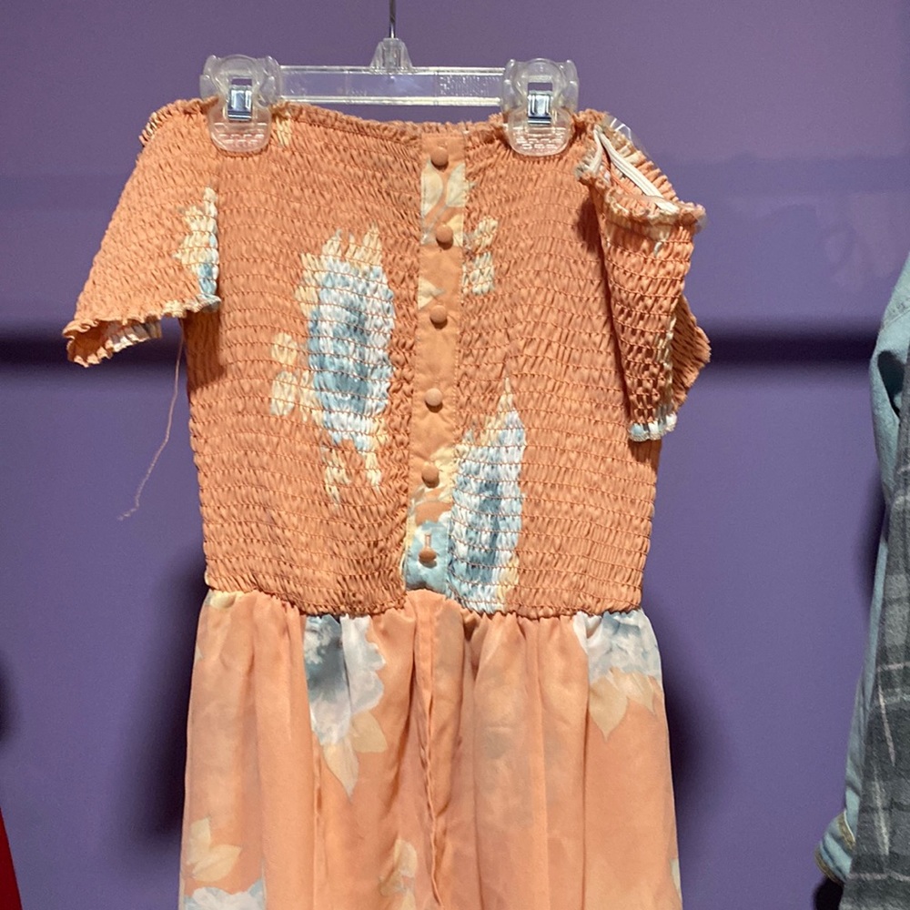 Salmon orange flora romper